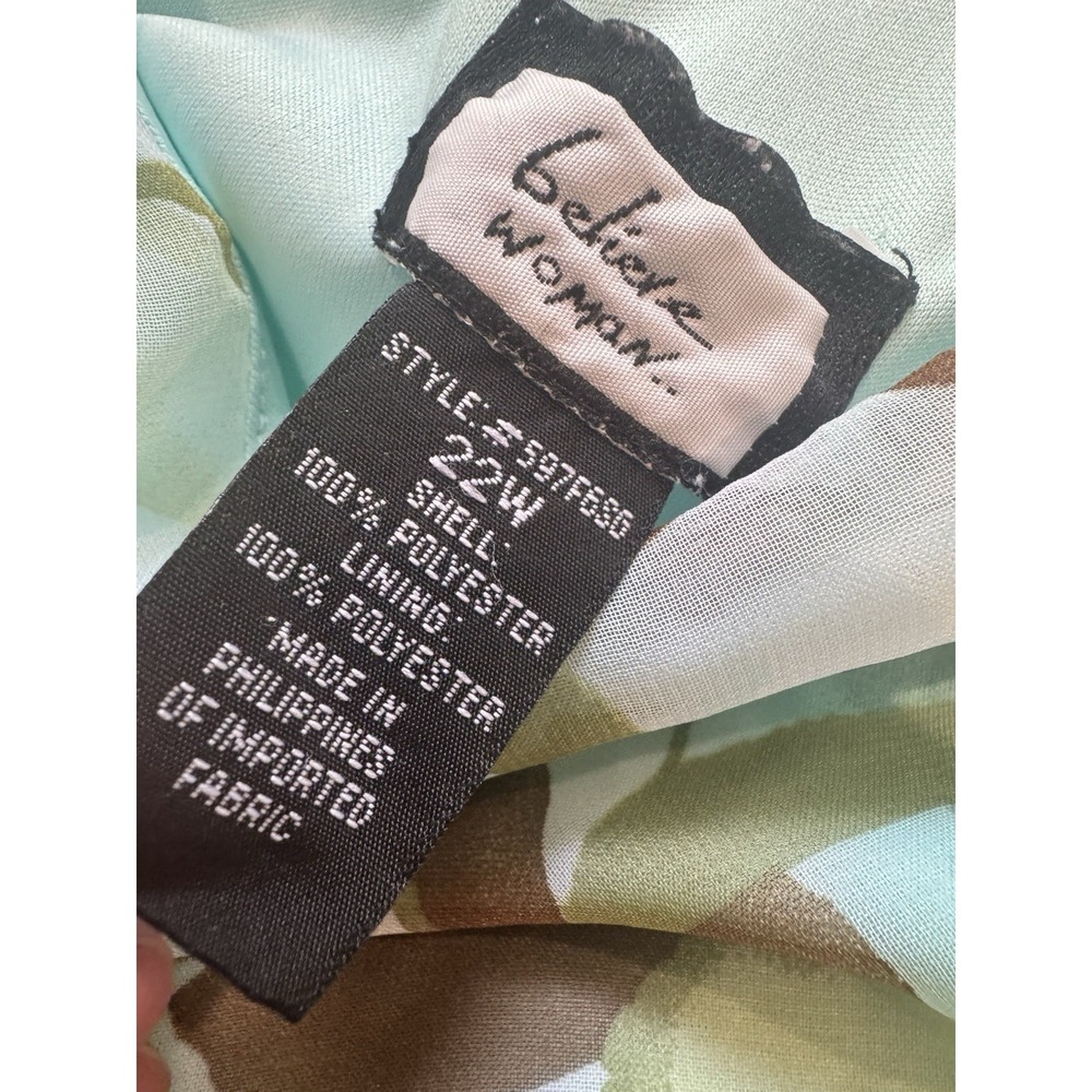 Y2K Fairy Dress Maxi Sage Green Floral Drop Waist Flowey Chiffon Ruffled 2X 22W - Picture 5 of 6